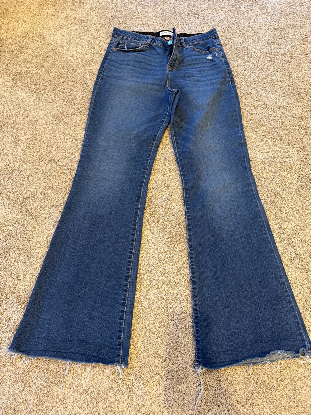 Knox Rose, Dark Blue Flared Jeans, frayed hem, size 12